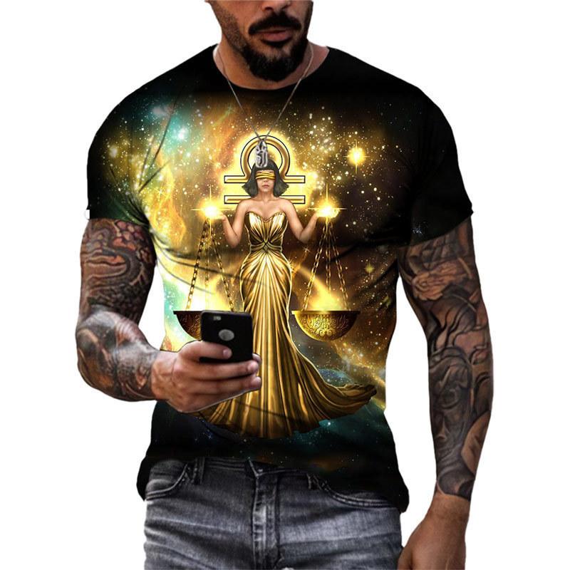 3D Printed Trend Men's Casual Round Neck Fashion Short Sleeved T-shirt Top