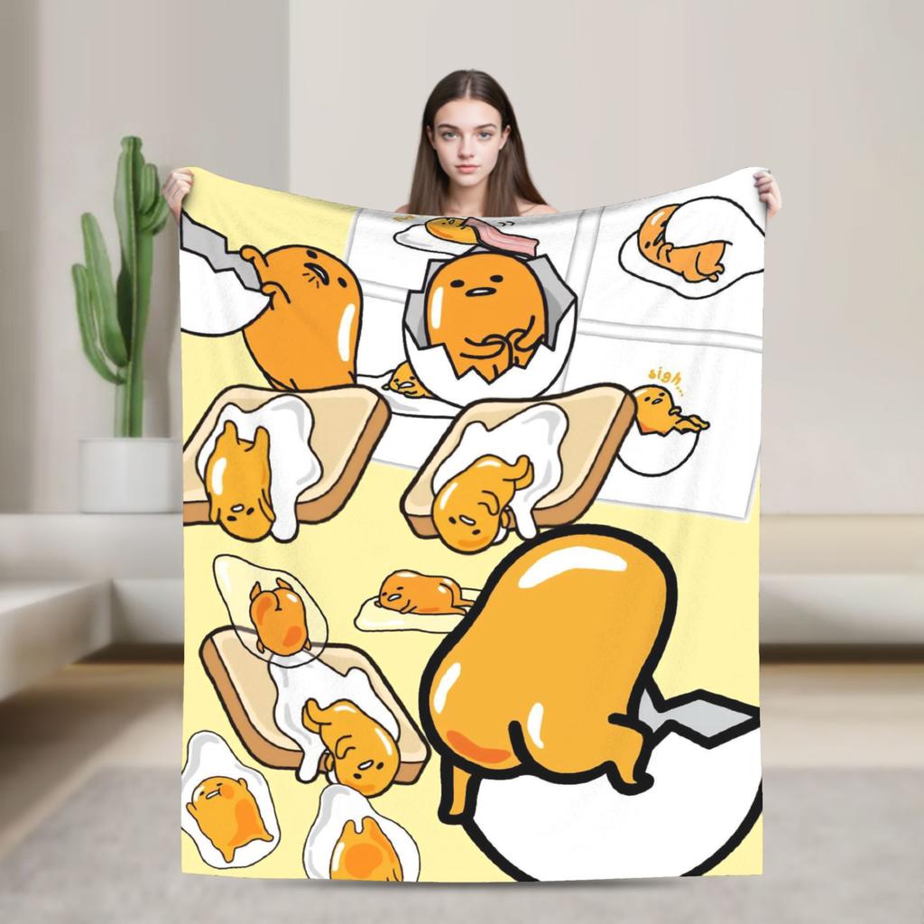 Gudetama Roztomilé Vajíčko Kreslenádeka Flanelová Ultra-Měkké Deky na Cestování Letadlem Ložnici Prošívanádeka