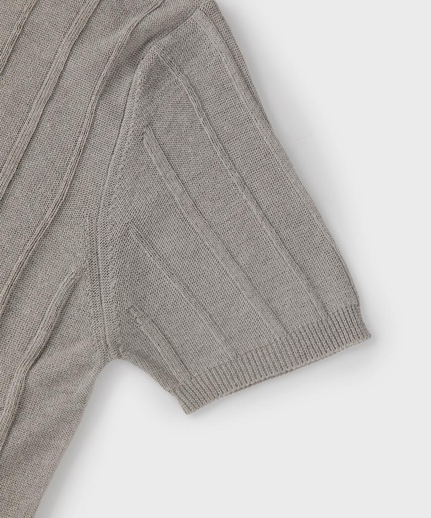PANICALE Gray Striped Linen Polo Shirt