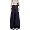 Women's American-Style Dark Blue Summer Jeans - Light, Straight-Leg, Loose Wide-Leg Pants