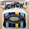 Manchester City Pride Three-piece set (1 * duvet cover + 2 * pillowcase, without core) 2DFlat Christmas birthday gift Duvet cover and pillowcase