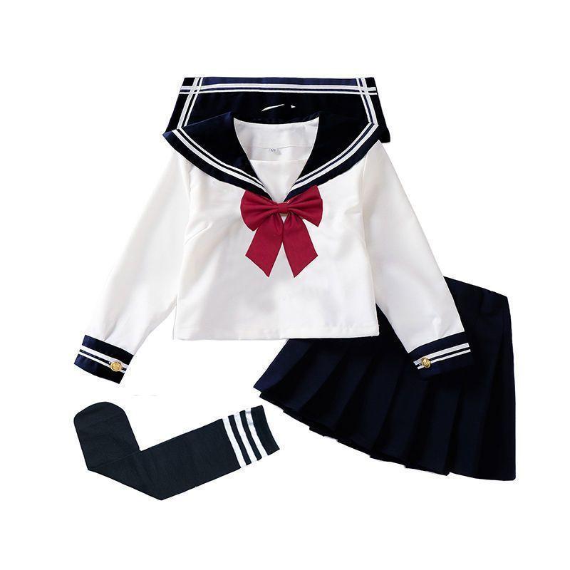 Girls Uniform Suit Pleated Skirt Children's Sailor Suit Academy Style Elementary School Performance Suit