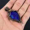 Lapis Lazuli Gemstone Pure Copper Wire Wrapped Handmade Pendant Jewelry