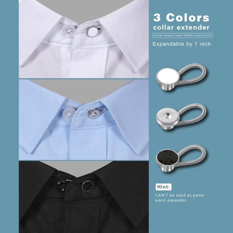 18Pcs Shirt Collar White Black Buttons Extender Multifunctional Spring Adjustment Button Jeans Elastic Extension Buckle