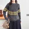 2026 Spring Plus Size Women's Jacquard Cable Knit Sweater, Round Neck, Long Sleeve, Year of the Rat New Year Outfit.