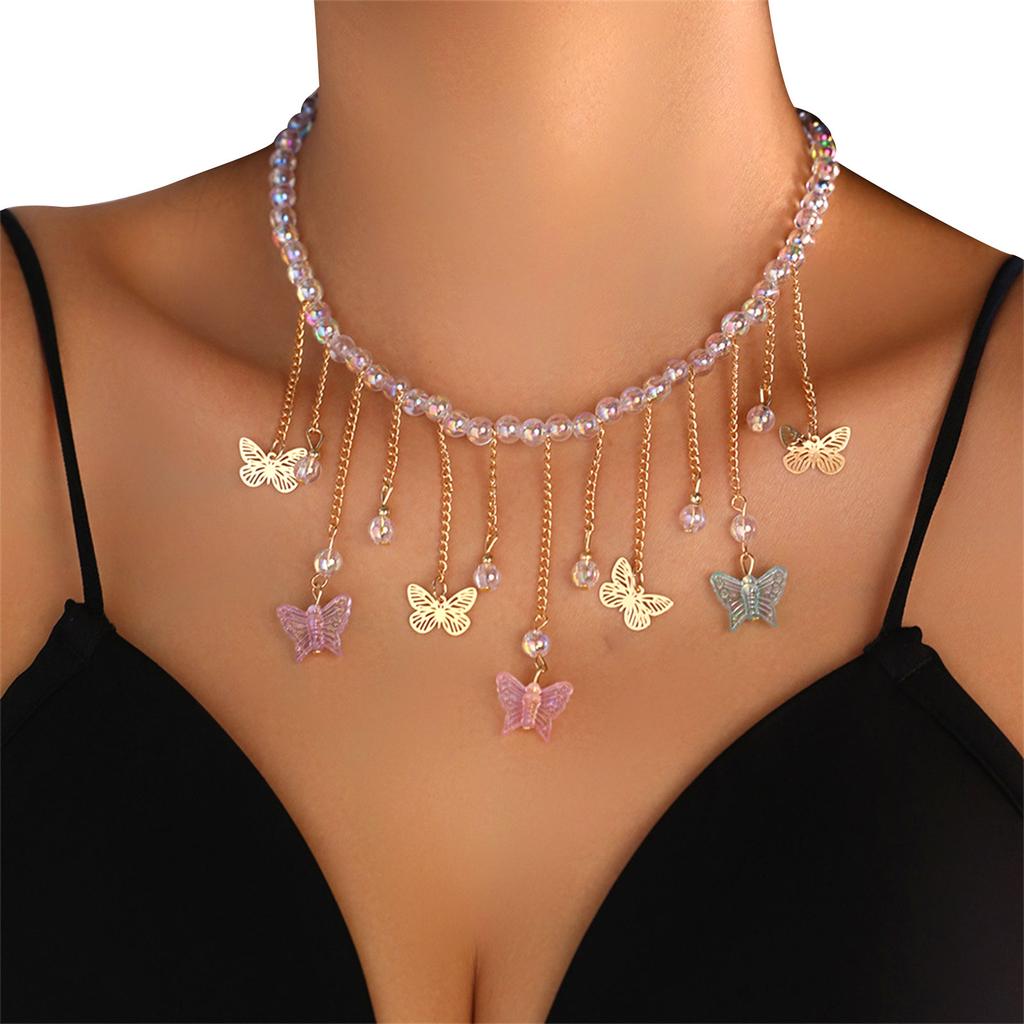 Stunning Butterfly Necklace Adjustable Length Necklace Alloy Material Neck Jewelry Perfect Gift for Fashion Forward Girl