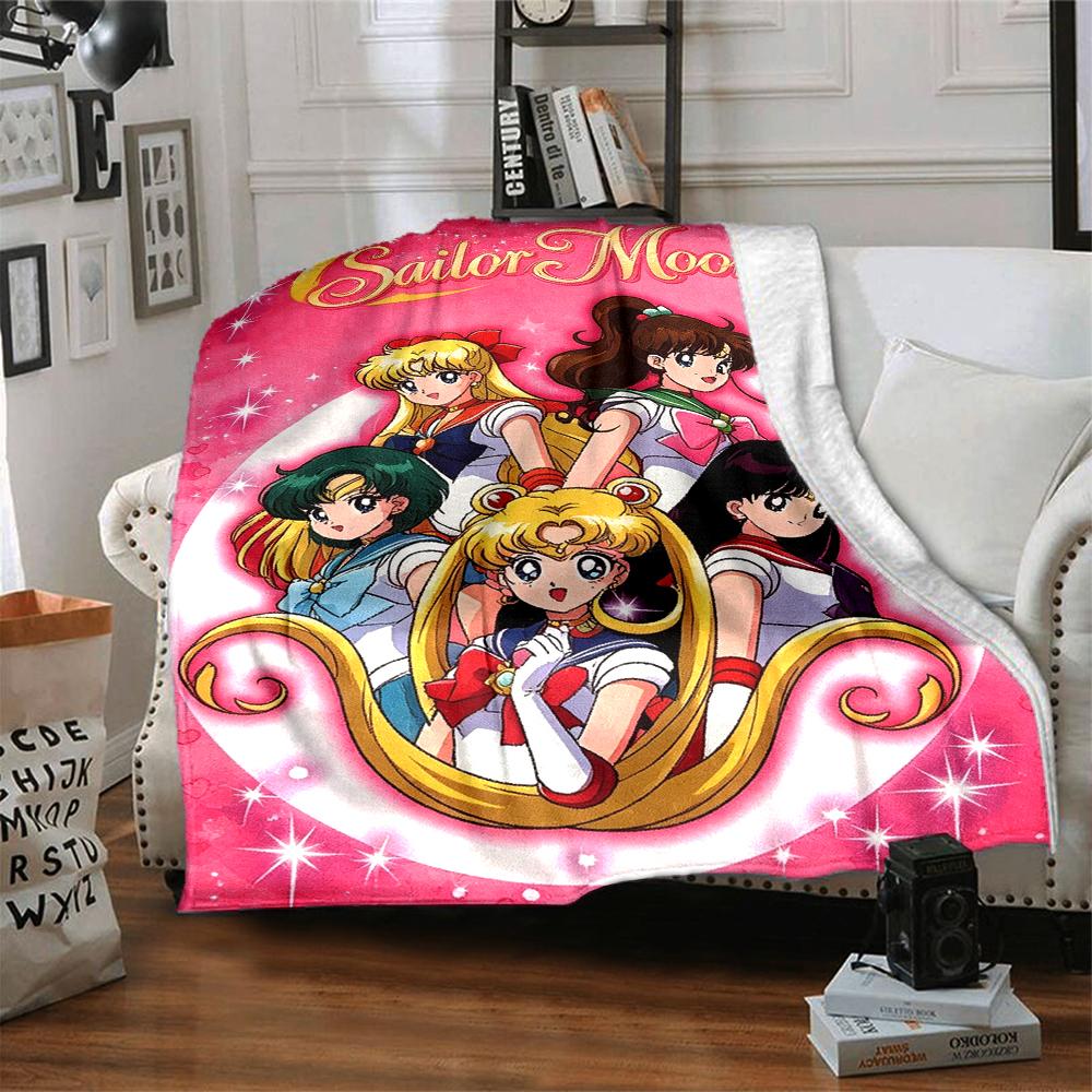 1Pc Sailor Moon Adventures Blanket Soft And Comfortable Casual Warm Camping Travel Christmas Halloween Xmas Gift Em92858
