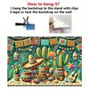 Cheerful decoration | Luminous Mexican 2D background banner 1 piece festive polyester wall covering with sombrero motif DJH