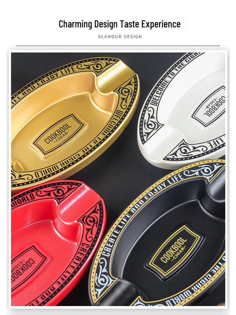 Elegant Dual Slot Melamine Cigar Ashtray - Lightweight and Portable Smoking Accessory