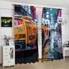 2Pcs- Supercar - printed curtain -100% polyester material material, suitable designed for bedroom curtains and living room room decoration