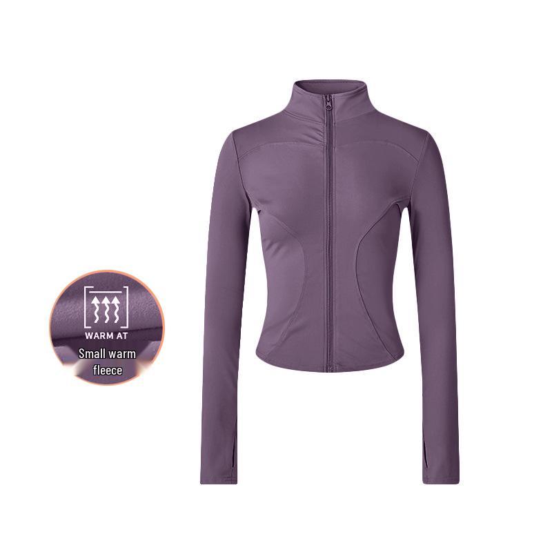 Damska pluszowa kurtka slim fit na wiosnę i jesień - przylegający do talii top do jogi