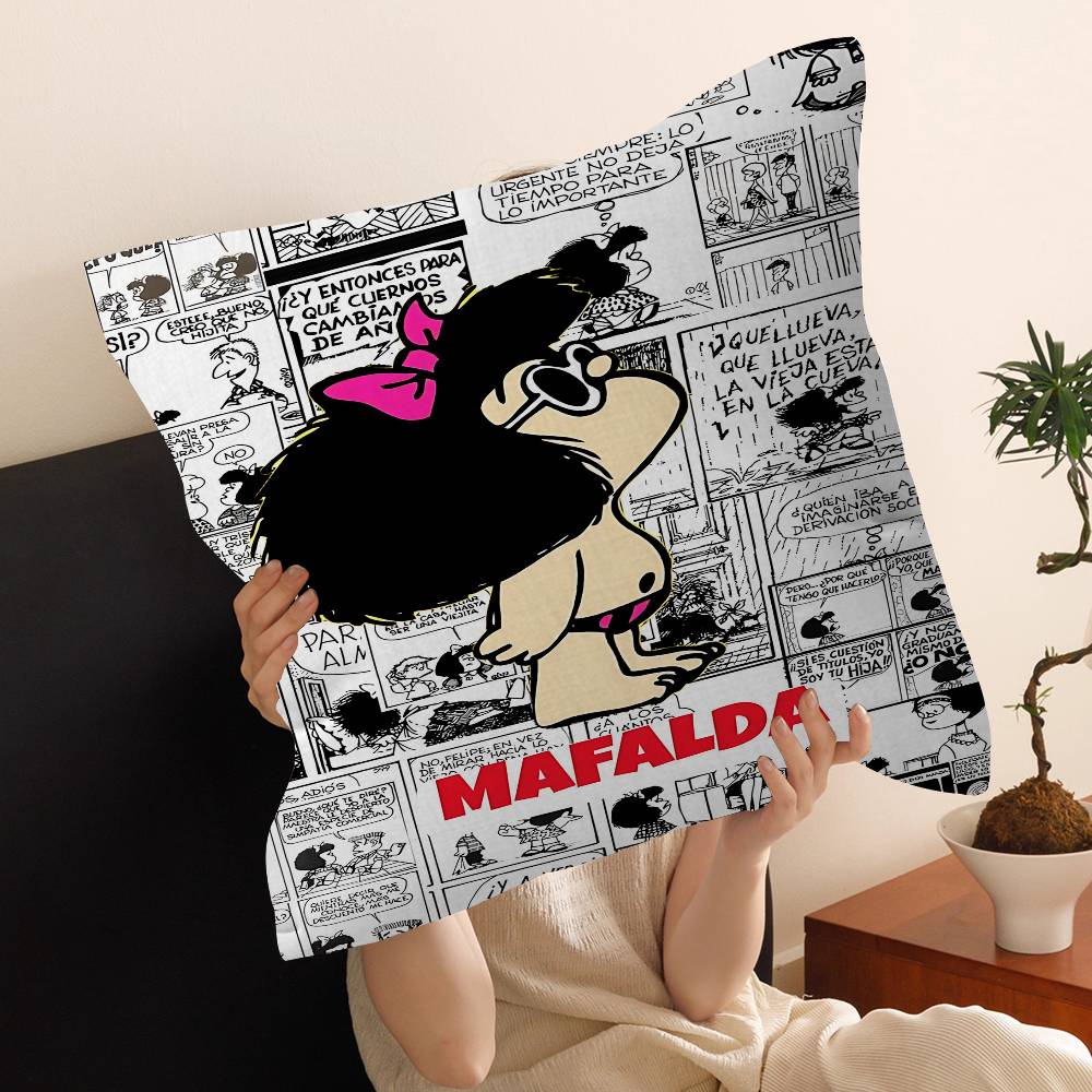 Cute Cartoon Mafalda Personalized Pillow Cover Kids Bedroom Wild Party Decor Pillowcase Kid Birthday Shower Gift