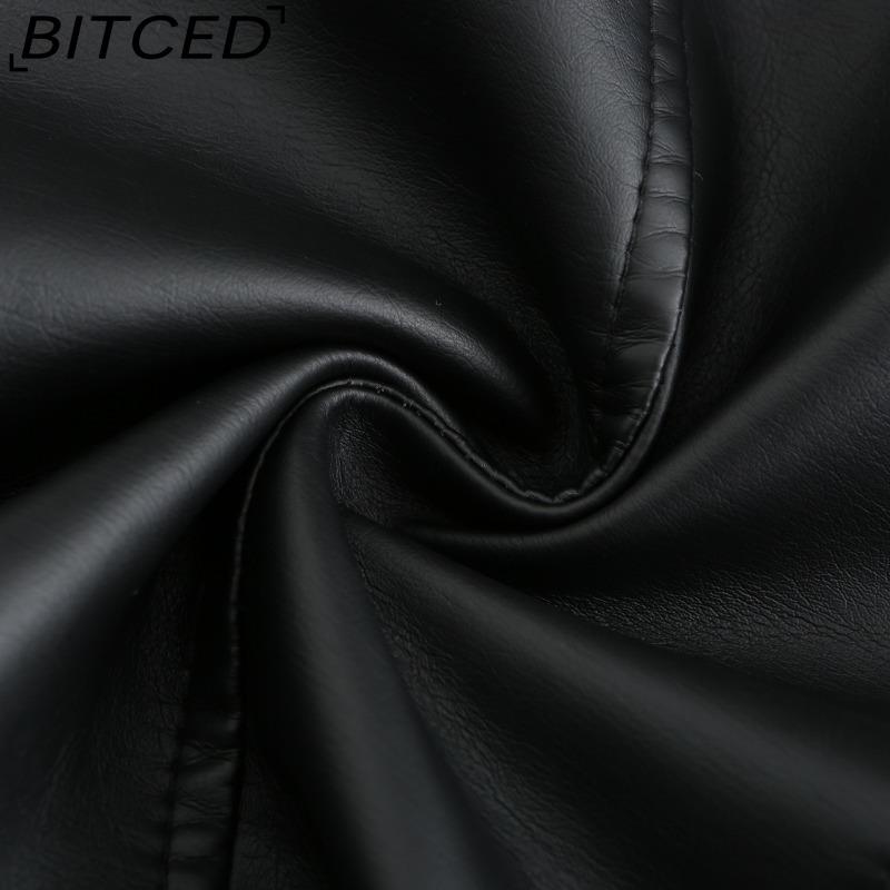 BITCED Fashion Knitted Leather Jacket for Women with Straps Trendy Clothing Casual Jacket