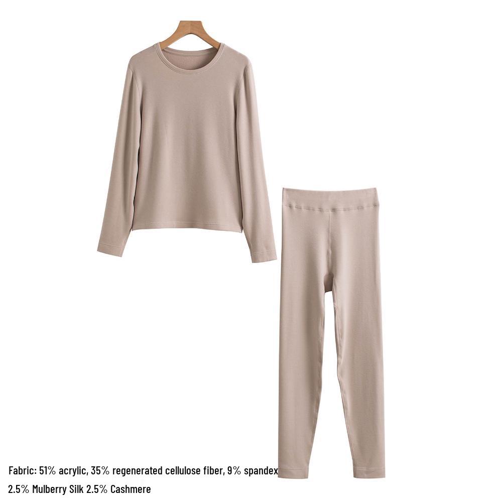 2025 Autumn Slimming Round Neck Silk Wool T-Shirt - Warm, Skin-Friendly, Solid Color
