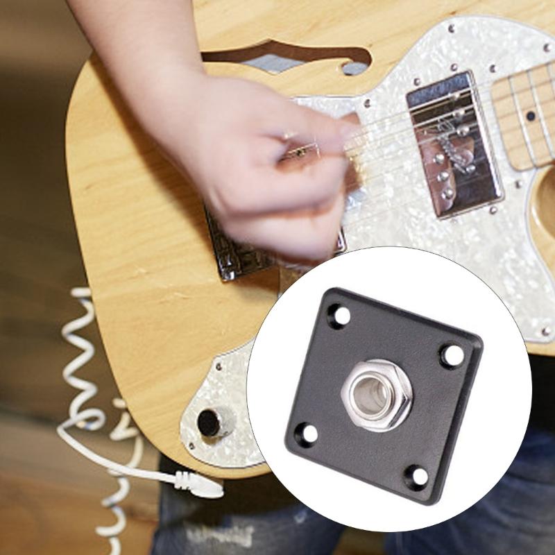 Electric Guitar Output Socket Plate With Mounting Screws Square Guitar Output Socket Seat for Electric Guitar Part