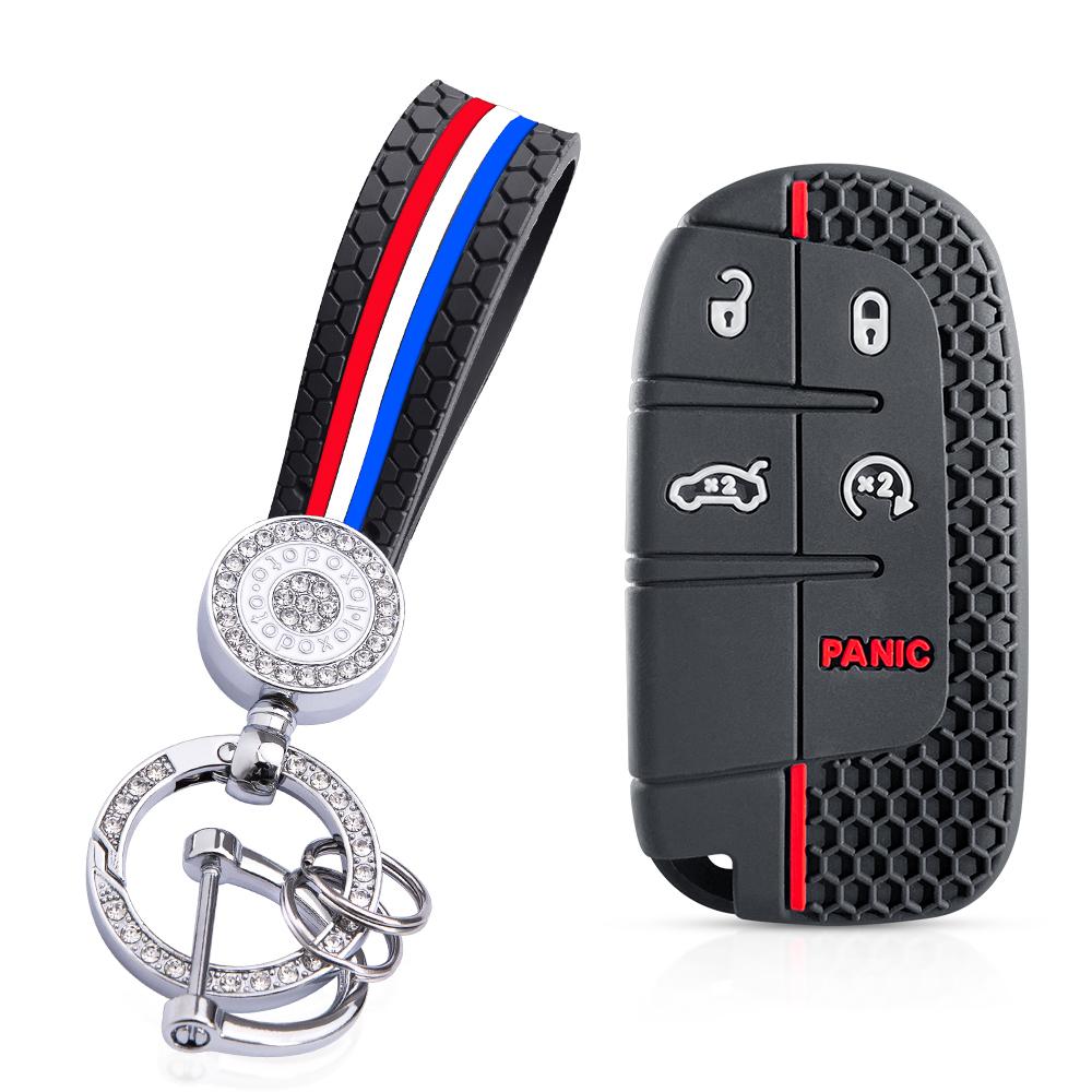 Car Remote Key Protector Cover For Dodge Charger Hellcat Journey for Jeep Cherokee Compass Grand Cherokee Renegade Chrysler 300c