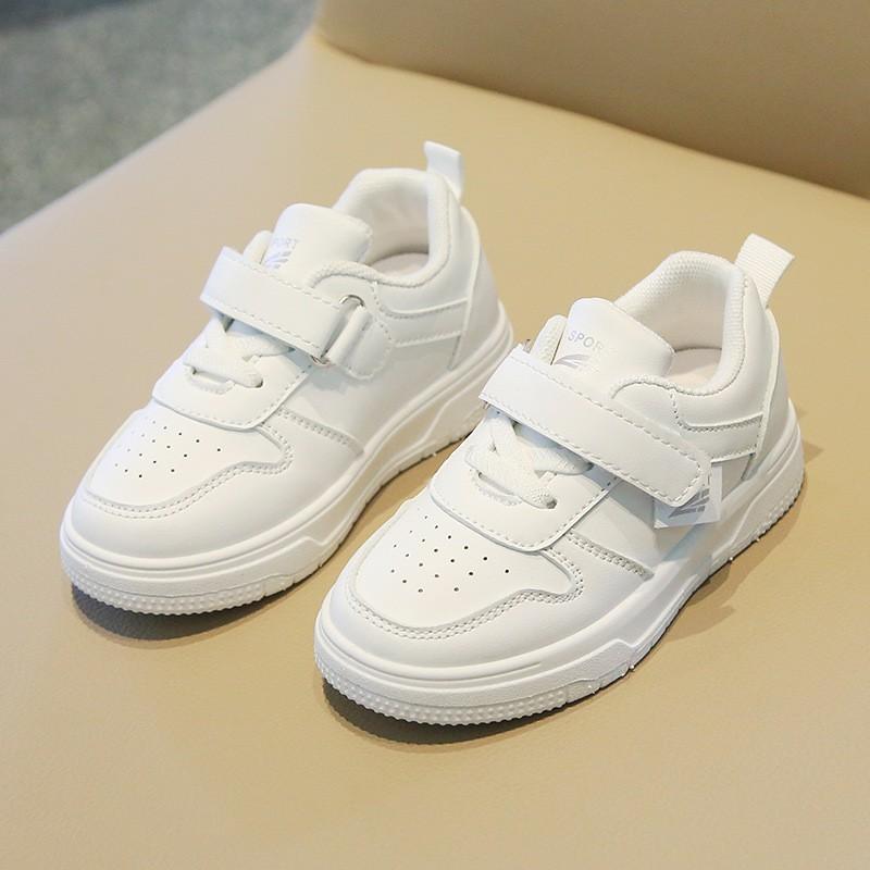 Kids White Sneakers Boys Girls Breathable Mesh Lining Soft Rubber Sole Casual Low Top Shoes Fall