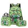 3D Minecraft Backpack Lunch Bag Pencil Case Set for Kids Students, Water-Resistant Lightweight School Trio
