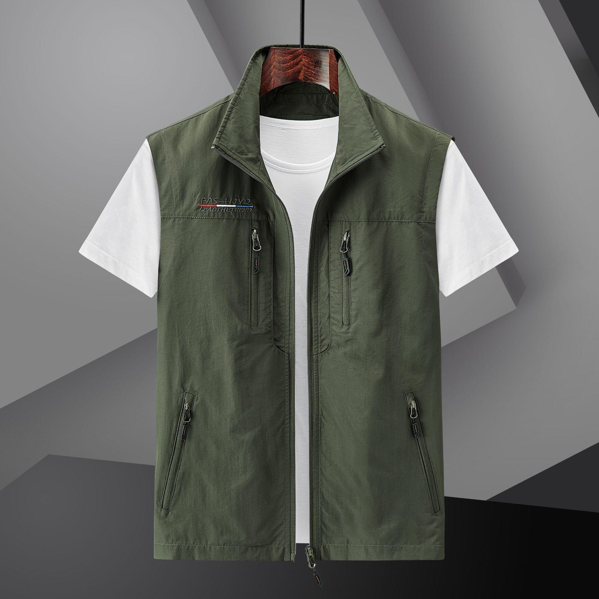

Men s Multi-Pocket Quick-Dry Vest for Spring, Summer, and Autumn. Thin Workwear Waistcoat In Large Sizes. M армия зеленый