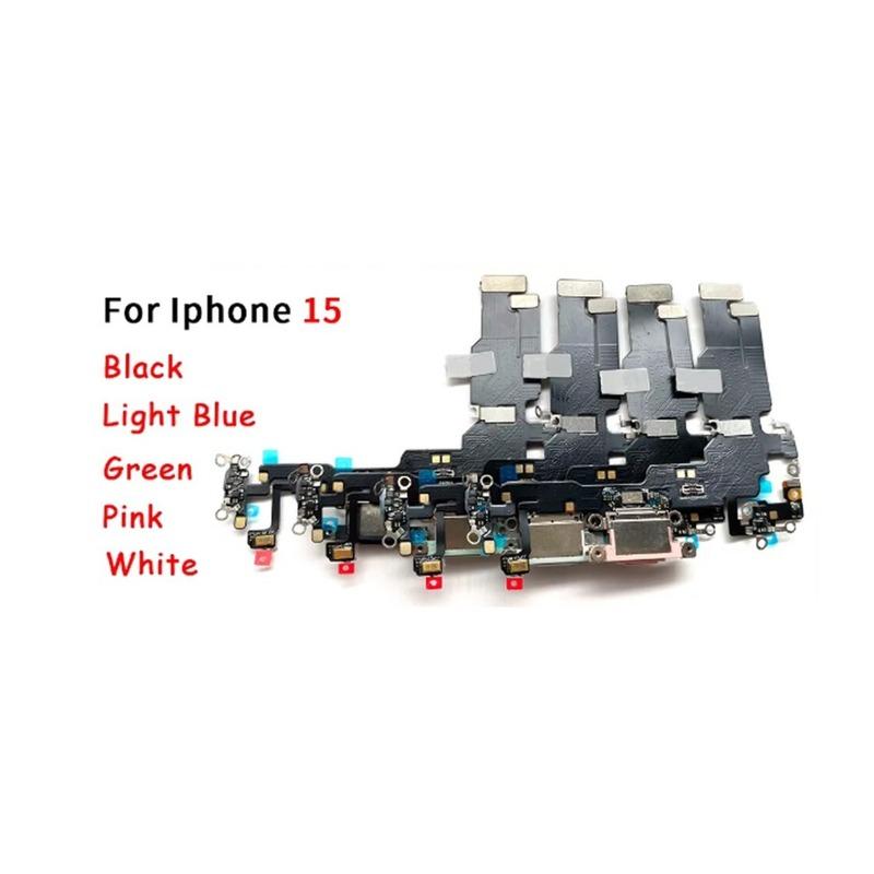 Charging Port Charger Dock MIC Audio Felx Cable For iPhone 15 White-For IPhone 15