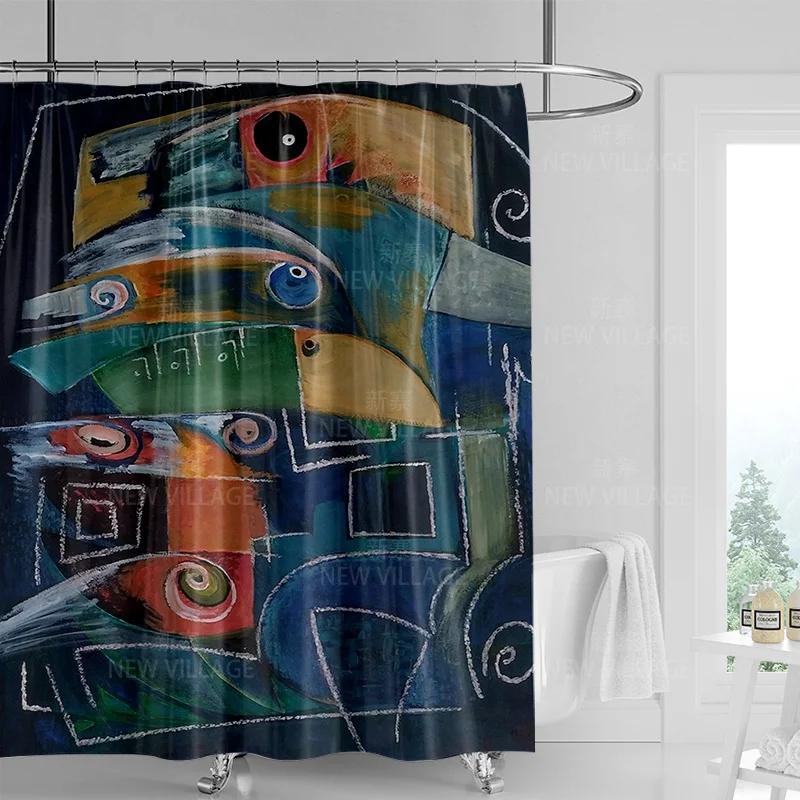 Abstract Art Print Waterproof Shower Curtain - Stylish, Durable & Easy-Care Choice For Contemporary Bathroom Décor