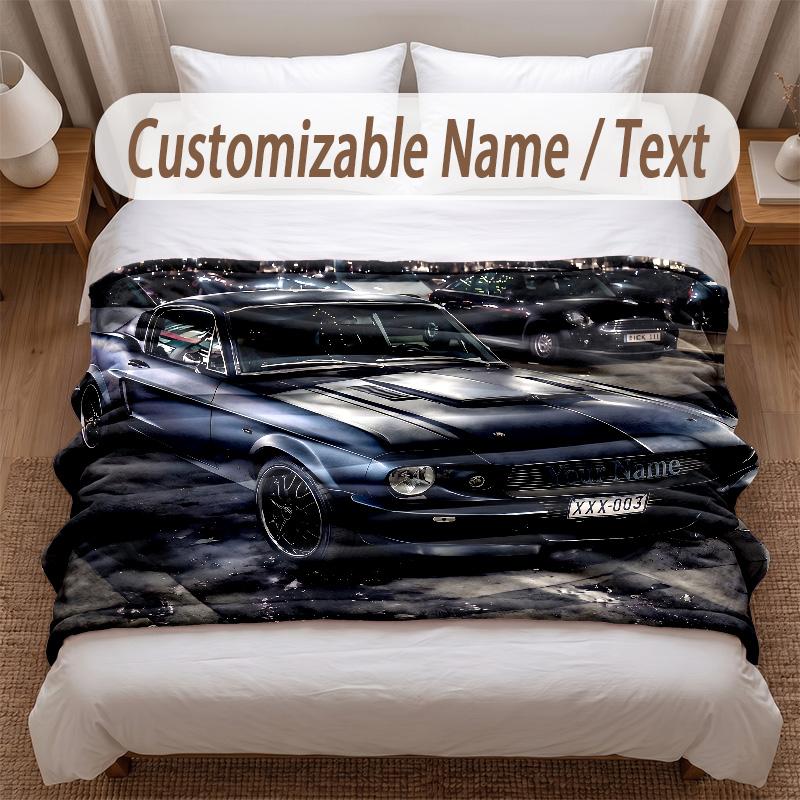 Tema Corse Automobilistiche Coperta Morbida Personalizzata Nome Personalizzato Stampa Testo Coperta Calda Decorazione Divano Casa Camera da Letto