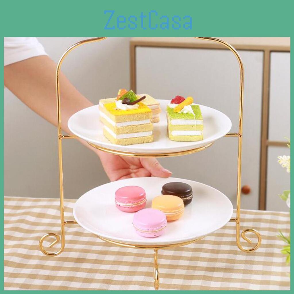 2 Plate Tier Pastry Dessert Rack Cookie Display Platter Scene Props Classic Decor Easy Access To