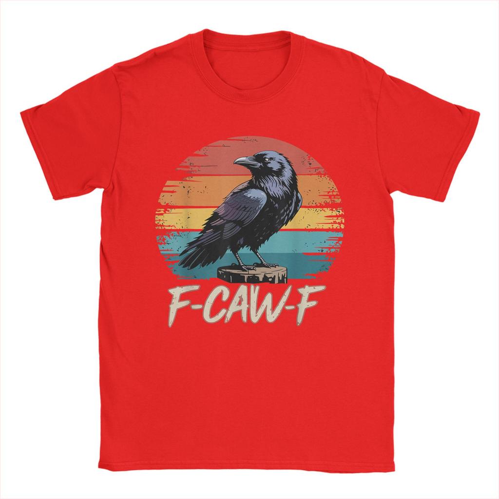 Men Women's T Shirt Retro F-Caw-F  Black Bird Crow Funny Crow Bird Cawing Grunge T-Shirts Summer Tees Clothes Plus Size 5XL
