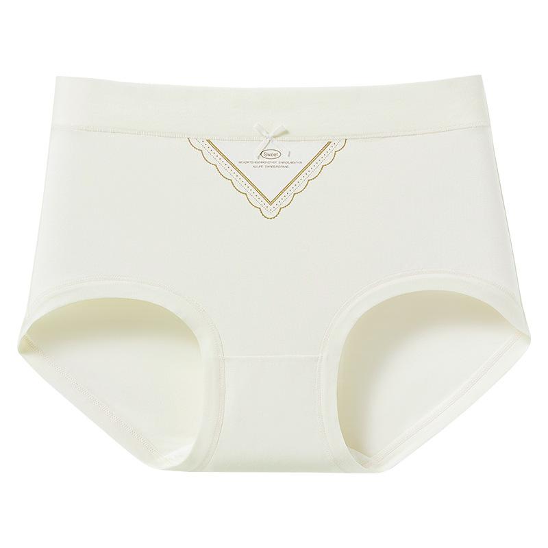 Women's Spring and Autumn Cotton 10A Antibacterial Breathable Hip Hip Mid Waist Briefs