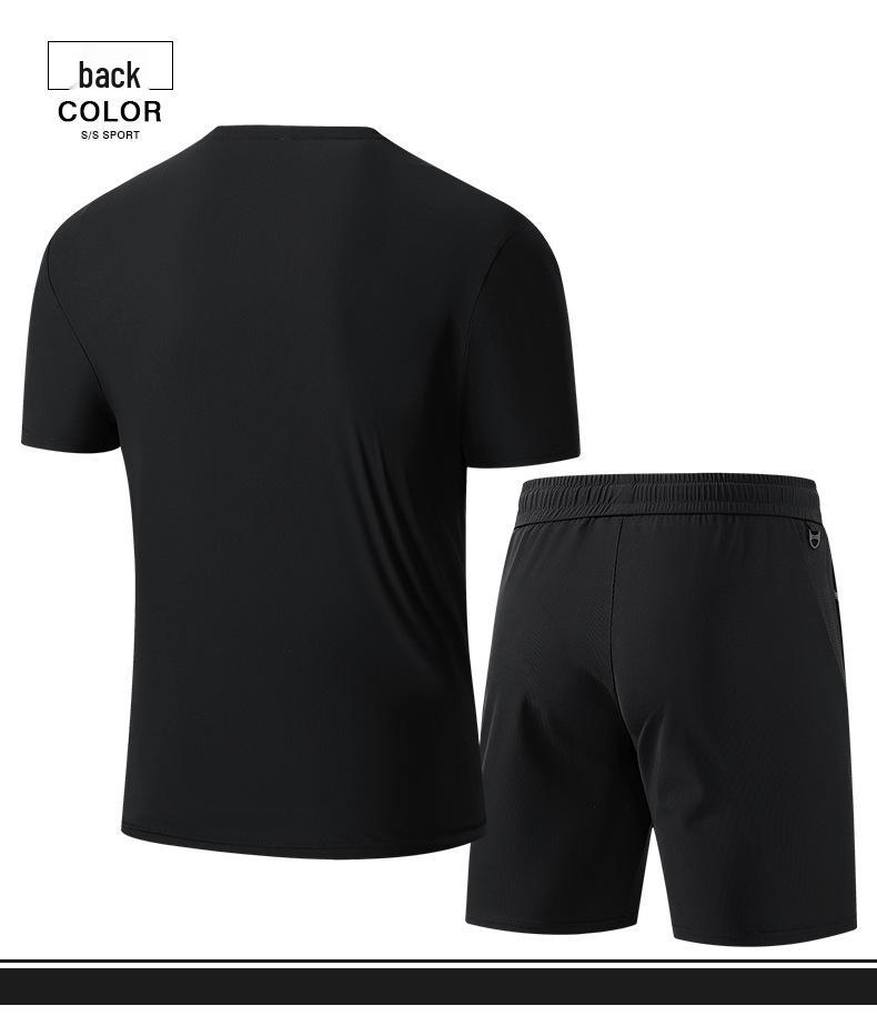 Men's Ice Silk Quick-Dry Sports Set - 2026 Summer Loose Fit Plus Size Breathable Short Sleeve & Shorts