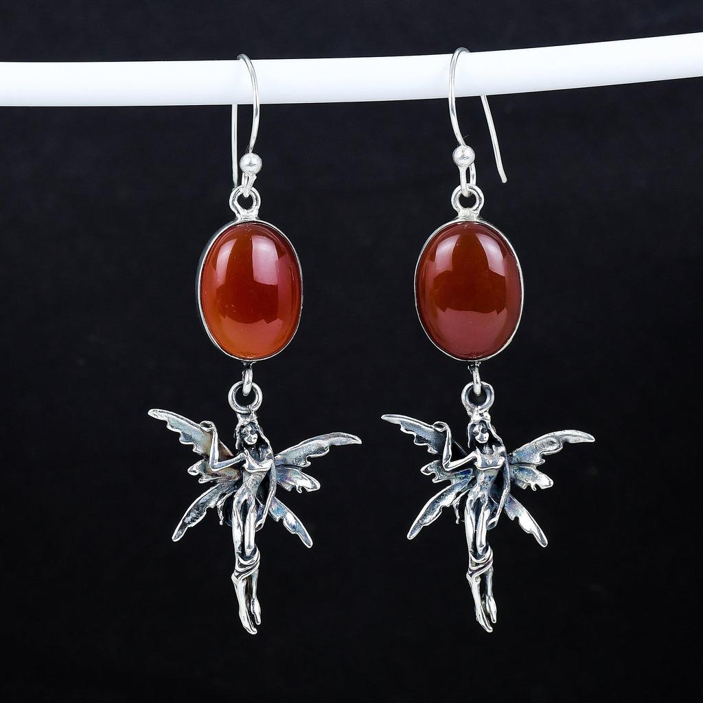 Natural Carnelian Gemstone Antique Earrings 925 Sterling Silver Earring, Boho Silver Jewelry Dangle Earrings, Gifts For Party Wear Gifts For Her