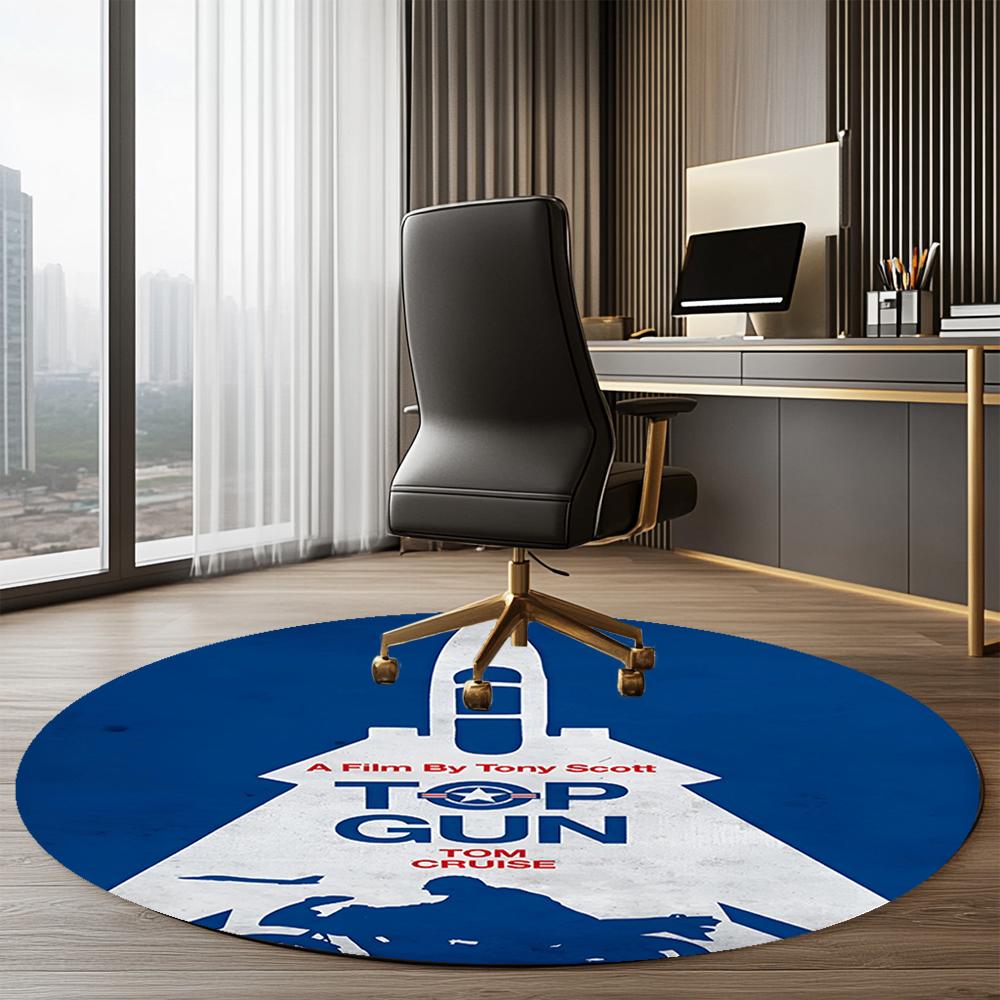 Top Gun Printed Round Rug Carpet Chair Rug Area Rug Entryway Doormats,for Office Chair Living Room Bedroom Kitchen Room.