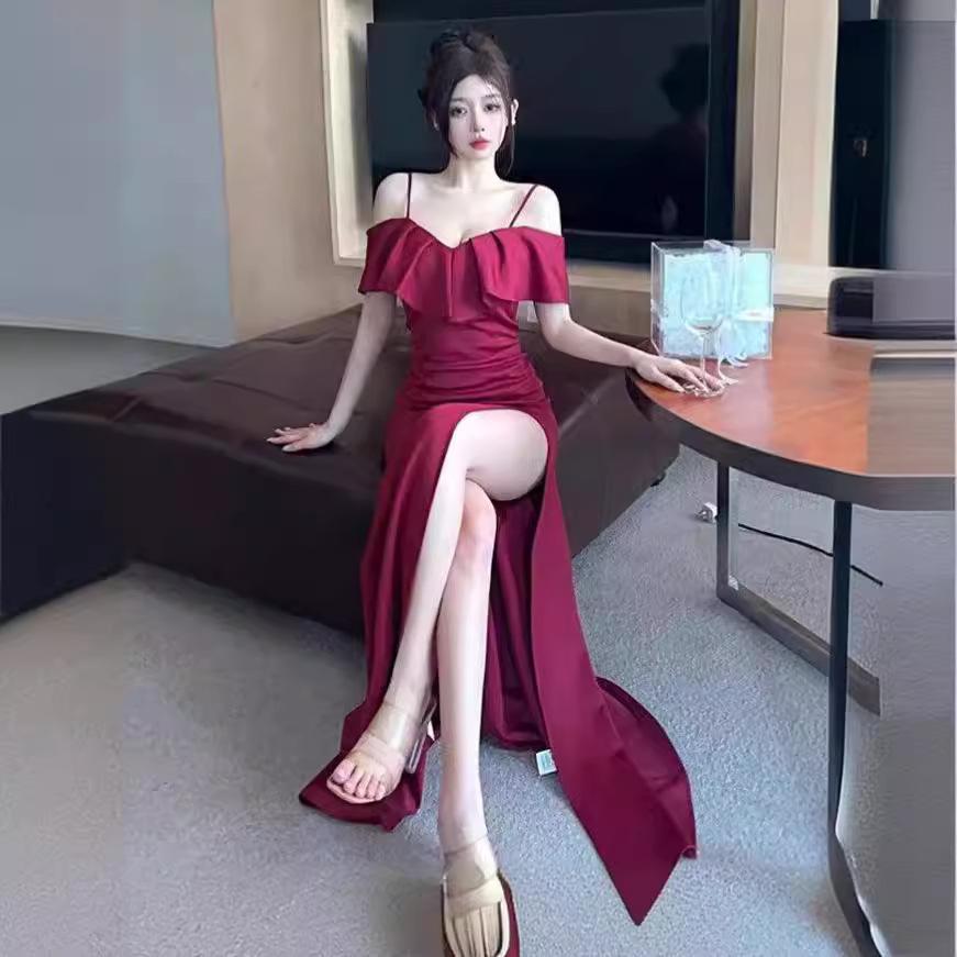 Sexy evening dress skirt women's new banquet light luxury niche high-end temperament celebrity noble annual meeting host