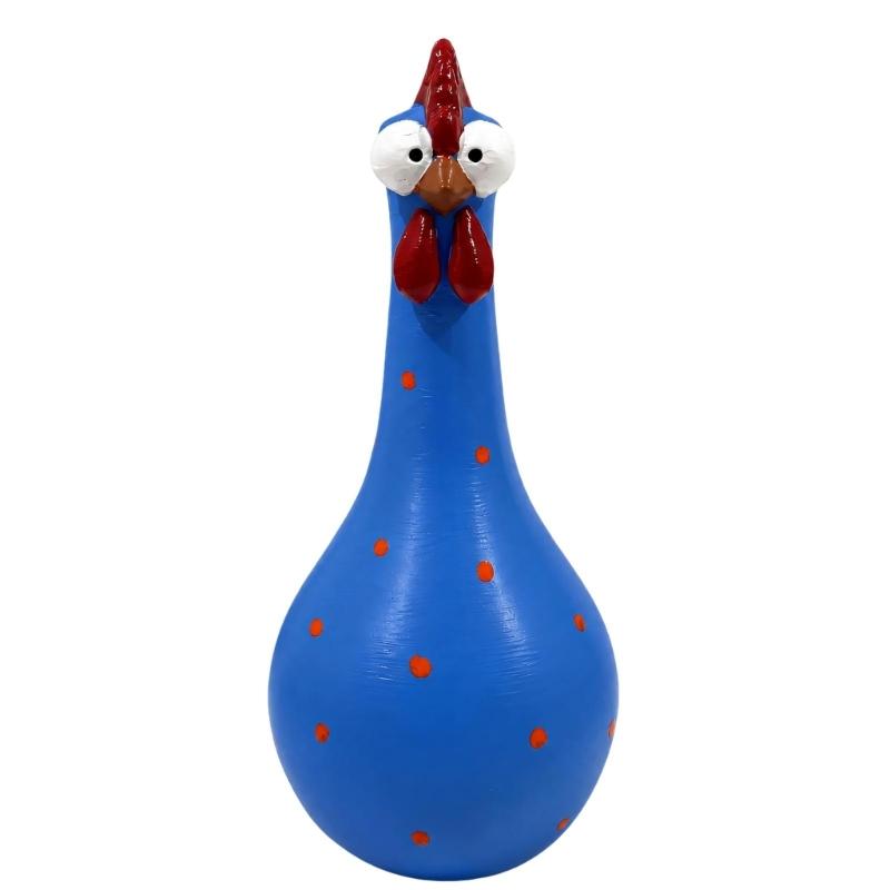 Chicken Flower Vessel with Rounded Body, Contrasting Dot Pattern, and Long Neck for Faux Florals, Office Desks, and Studies