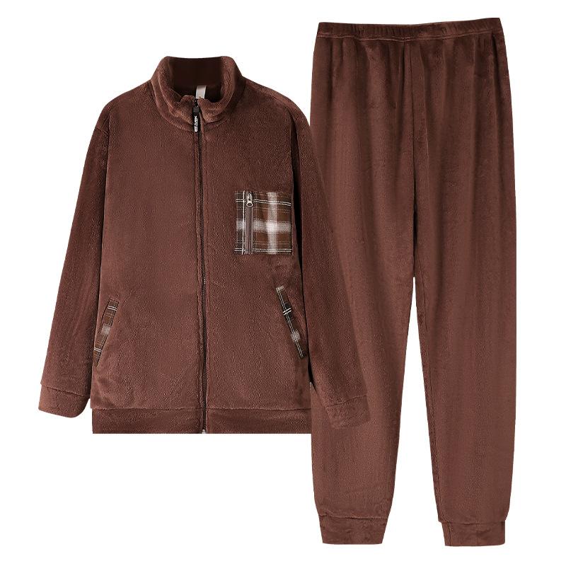 Pajamas Men'S Winter Coral Fleece Thickened Fleece Men'S Autumn And Winter Flannel Men'S Large Size Warm Winter Loungewear
