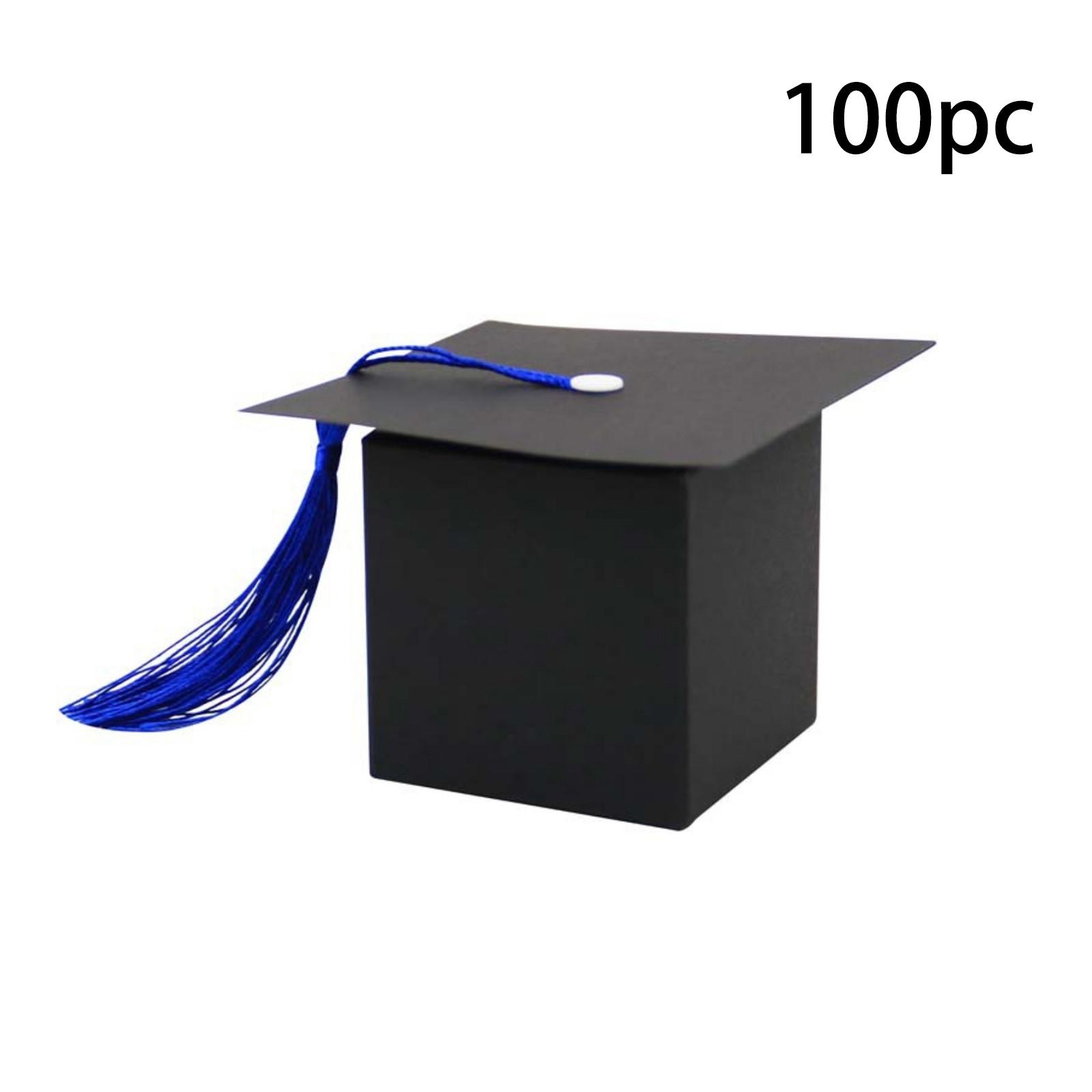 

100pcs Graduation Candy Box, Graduation Cap Gift Box With Tassels, DIY Graduation Decoration Box Small Snack Chocolate Box One Size синій