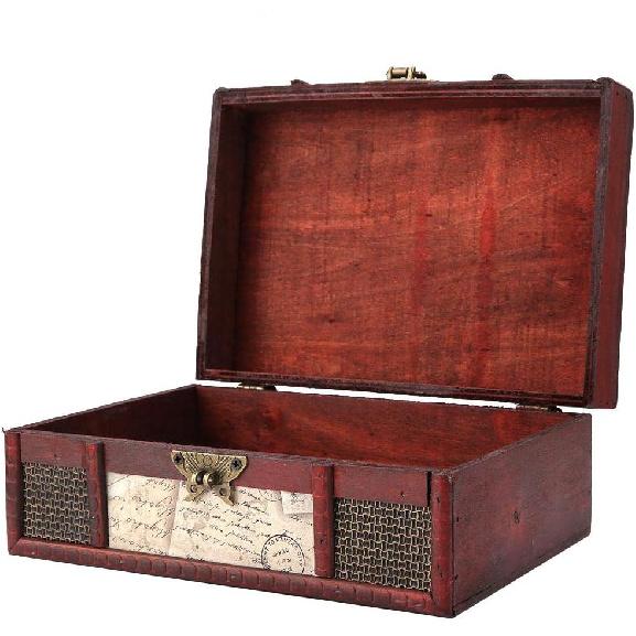 

FTVOGUE Винтажная деревянная коробка для хранения Маленький размер Книга Ювелирные изделия Хранение Органайзер Сундук с сокровищами Домашний декор(# 3: Печать)