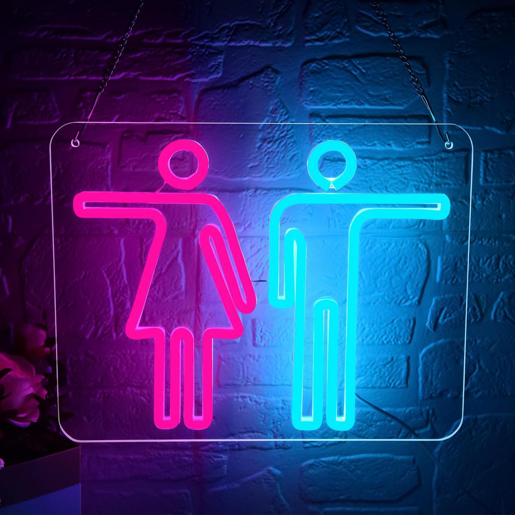 Bathroom Neon Light Wall Decoration Suitable for Home Bar Shop Hotel Mall Supermarket Bathroom Washroom, USB Powered Dimmable