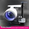 Turbofan Airplane Engine-Shaped Wireless Charging Desktop Fan with Spray Light