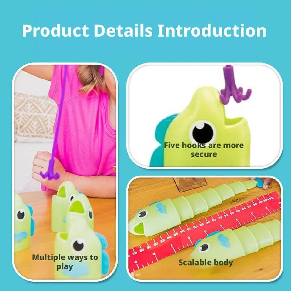3D-Printed Cartoon Retractable Fishing Set with Hook,Fishing Toy SetFun Parent-Child Interactive Educational Board Game for Kids