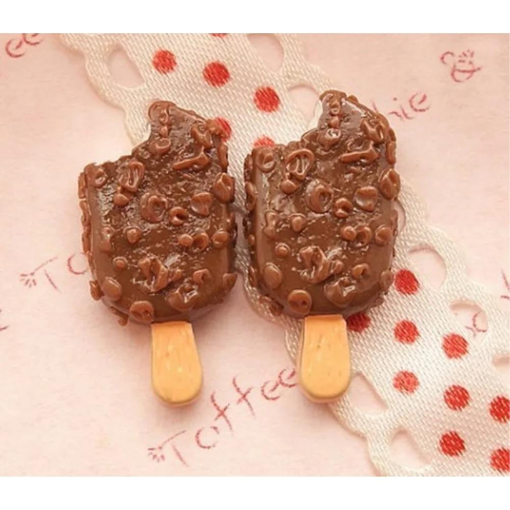 10pcs 20*10mm Kawaii Flat Back Resin Chocolate Ice Cream Cute Resin Scrapbook DIY Decor Home Figurine Crafts