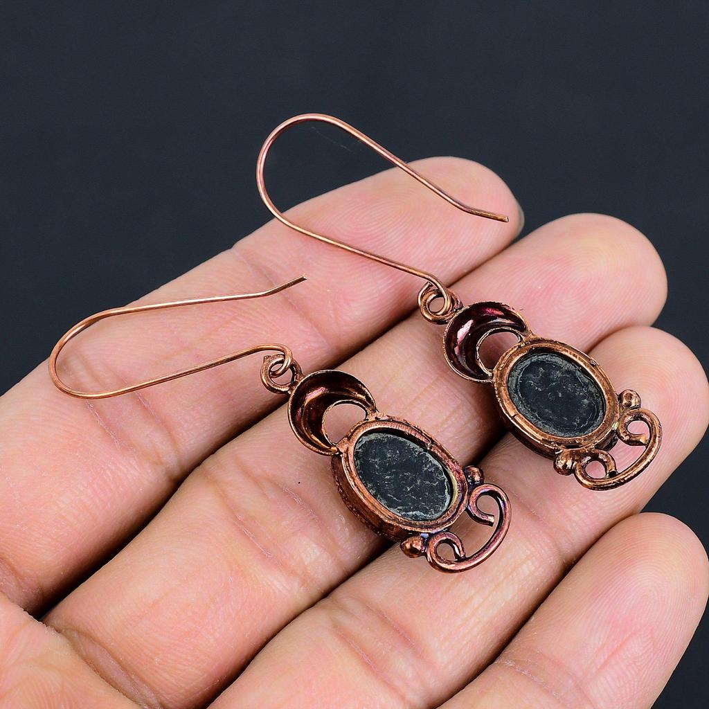 Abalone Shell Copper Electroformed Earrings, Handmade Gemstone Earrings Jewelry, Gifts For Wife Brand New Earrings