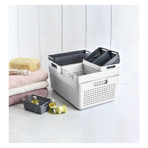 Panier multi-usages - confortime - plastique - 32.5 x 23.5 x 14 cm - gris - mixte