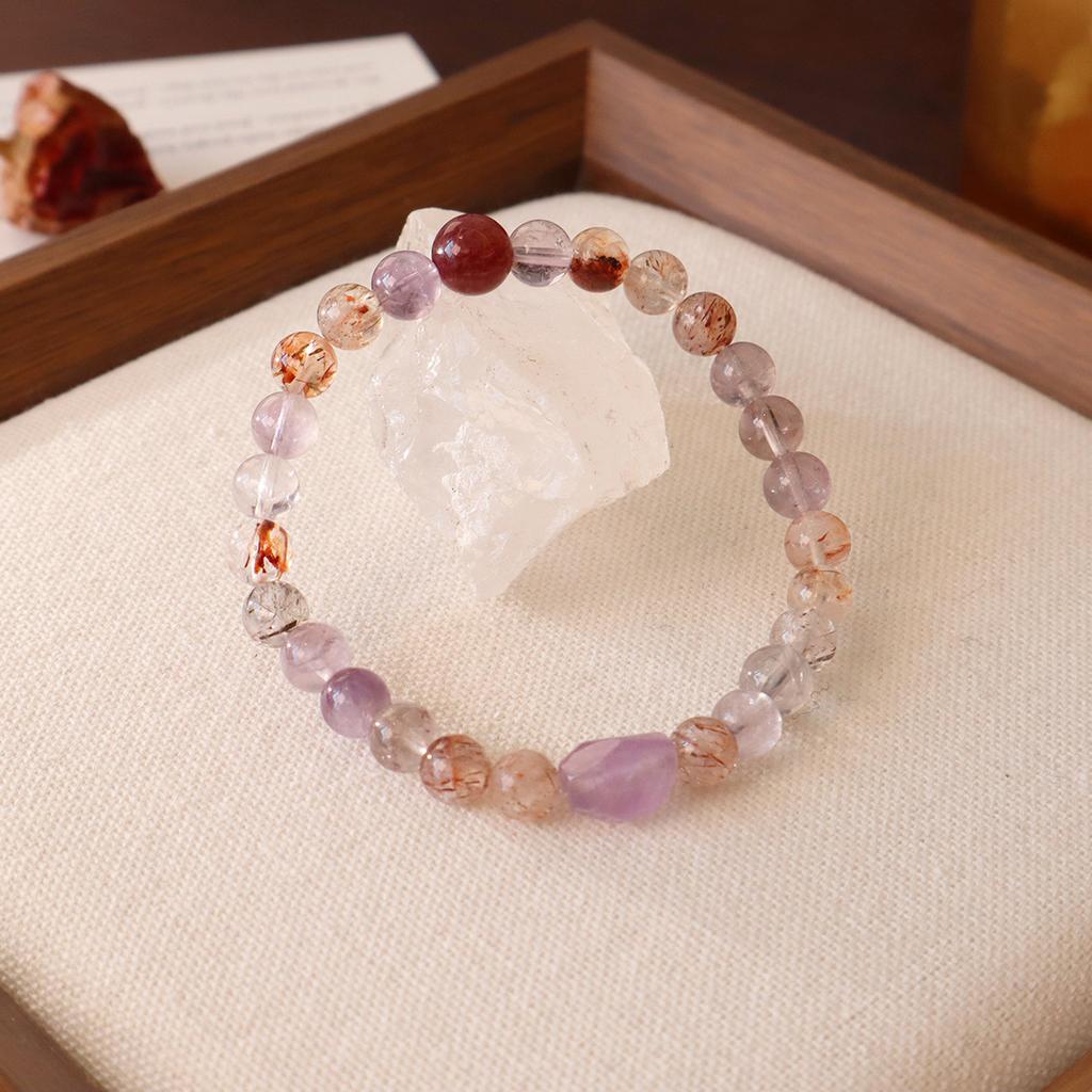 Natural Crystal Bracelet, Amethyst Strawberry Crystal Bracelet. Bangles Women Fashion Jewelry Accessories Gift