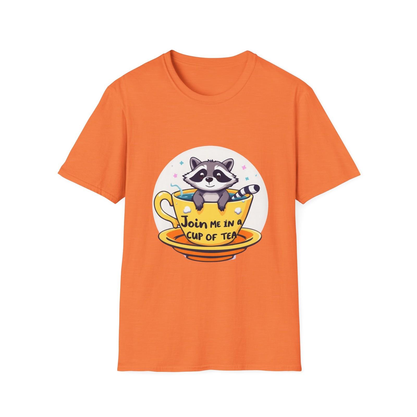 Playful Raccoon Tea Lover T-Shirt, Funny Animal Tee, Gift for Tea Lovers Shirt S