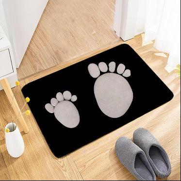 

2D Stone Footprint Doormat Rustic Wood Pebble Footprint Pattern Zen Home Decor Carpet Soft Non-Slip Welcome Mat for Front Door, 40x60cm