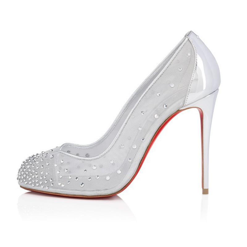 

Tabi Split Toe Rhinestones Mesh Women’s Pumps And Flats Stiletto High Heels Square Toe Red Sole Single Shoes Female Concise 2025 42