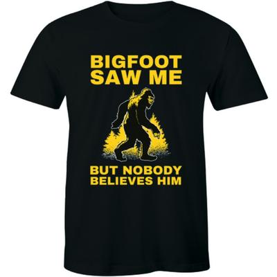 Camiseta Men T Shirt Summer Short Seleeve  Retro Style Bigfoot Saw Me Butnobody Believes Him Funny Graphic T Shirts