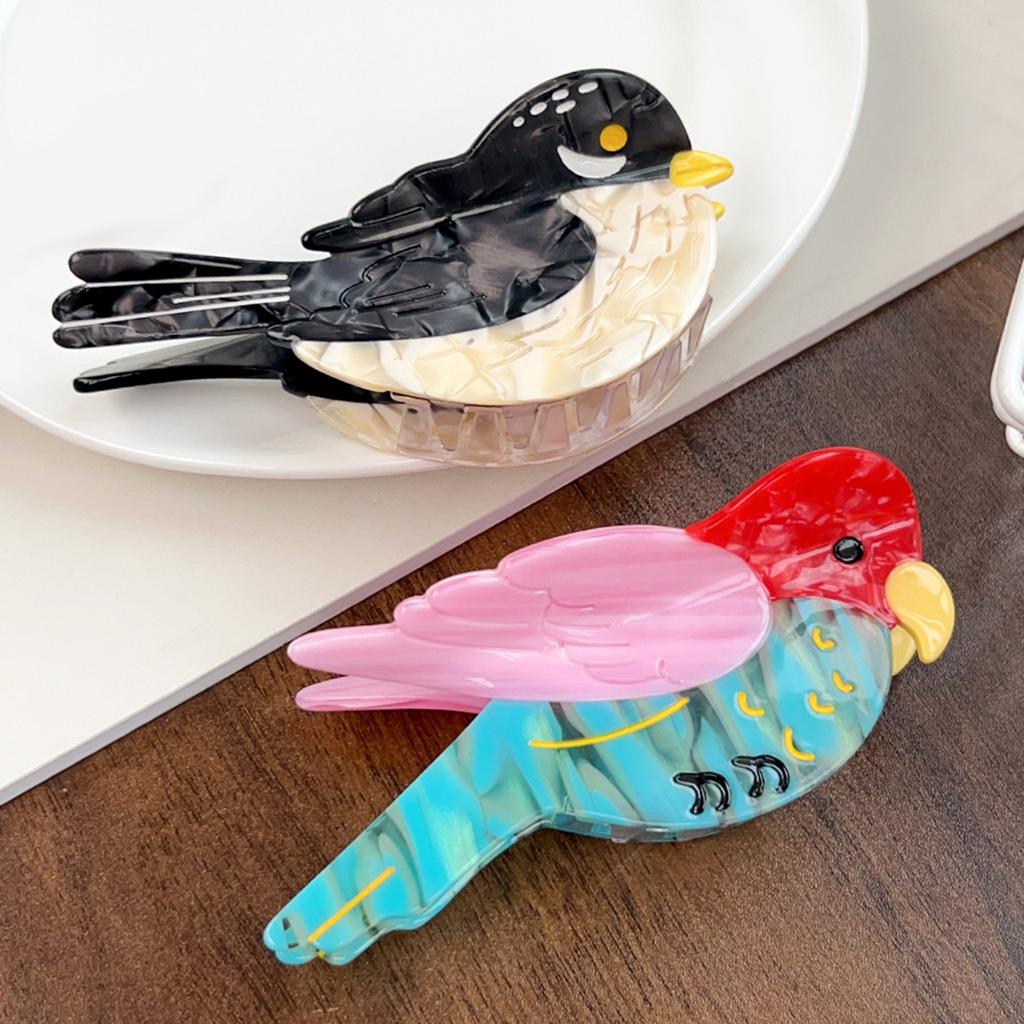 Oversized Hair Clip With Cartoon Bird Designs Acetate Secure Grip For Updos Parties Casual Wear Hair Accessories