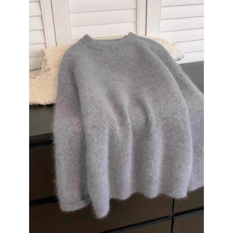 Pink sweet mohair sweater women's loose senior sense soft waxy milk wear bottom knitted sweater top thick